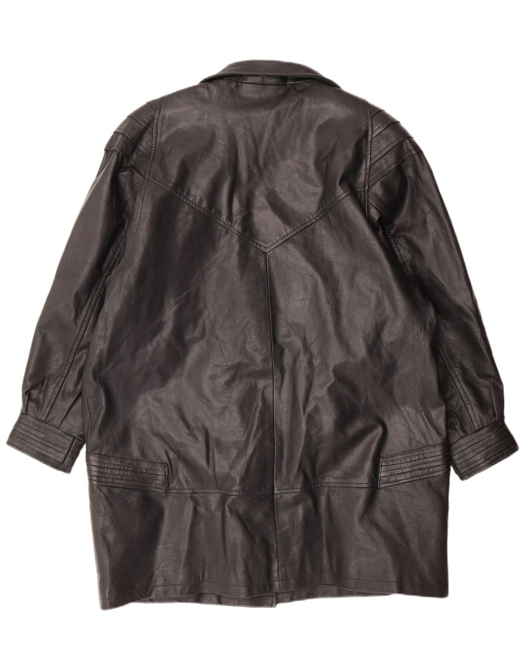 Palton din piele pentru femei VINTAGE UK 18 XL din piele neagră