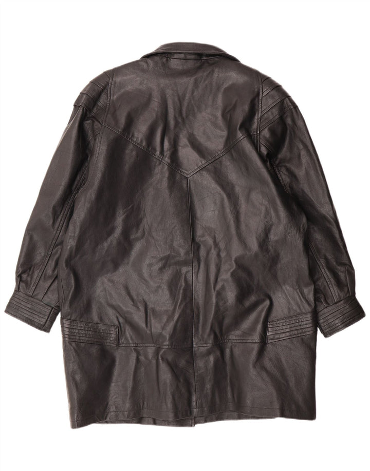 Palton din piele pentru femei VINTAGE UK 18 XL din piele neagră