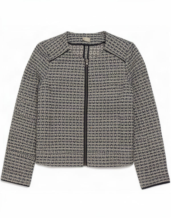 Jachetă pentru femei J. Crew cu fermoar complet UK 6 XS poliester geometric geometric