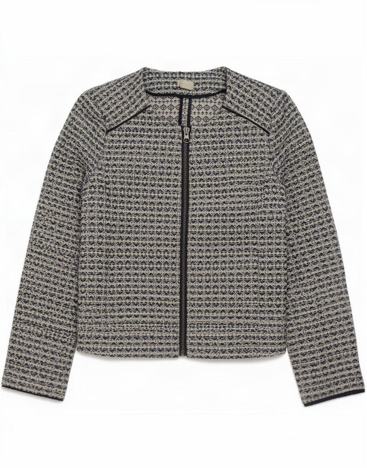 Jachetă pentru femei J. Crew cu fermoar complet UK 6 XS poliester geometric geometric