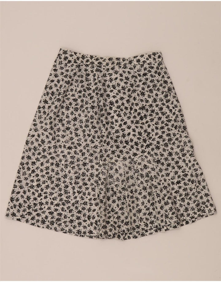 VINTAGE Womens A-Line Skirt W26 Small  White Floral Vintage Vintage and Second-Hand Vintage from Messina Hembry 