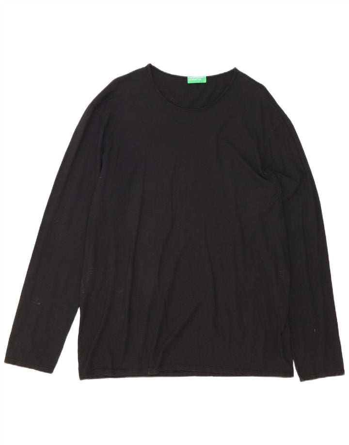 Top pentru bărbați Benetton cu mânecă lungă, mare, negru, bumbac