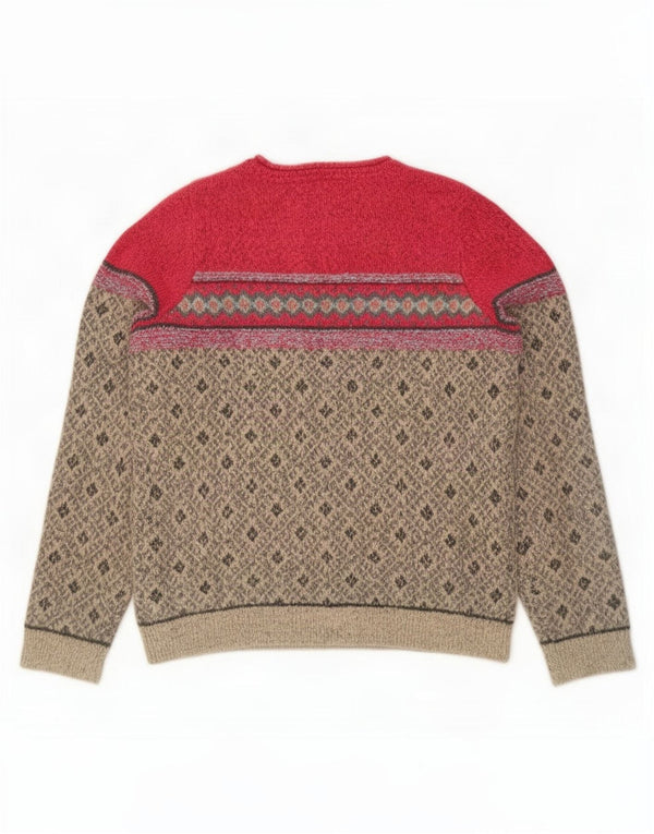 Weird Fish Womens Crew Neck Jumper Sweater UK 14 Medium Red Fair Isle