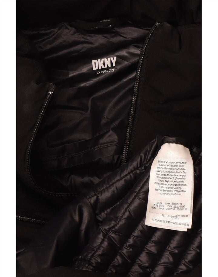 Palton căptușit cu glugă Dkny pentru femei, mărime mare, UK 18 XL, poliester negru