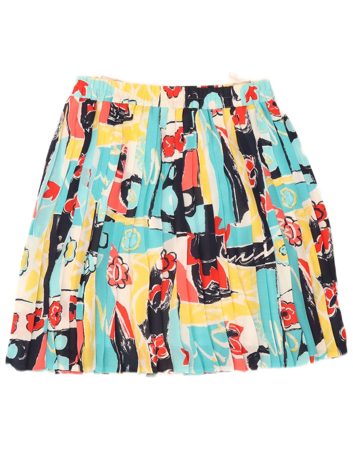 Fusta plisată cu cuțit cu model abstract pentru femei vintage UK 14 Medium W32 Multic