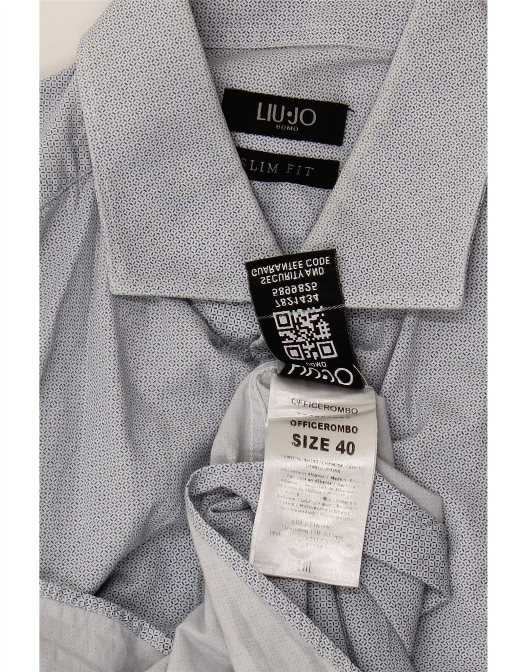 Cămașă pentru bărbați Liu Jo Slim Fit Mărimea 40 Bumbac geometric albastru mediu