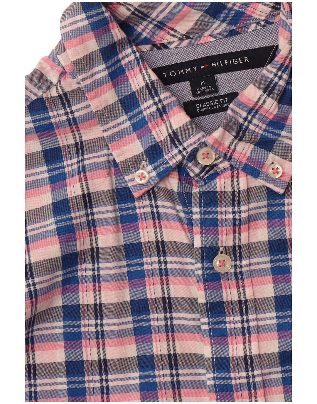 TOMMY HILFIGER Mens Classic Fit Shirt Medium Multicoloured Check Cotton