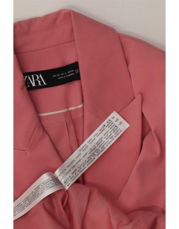 Jachetă pentru femei Zara cu 1 nasture EU 34 2XS Poliester roz