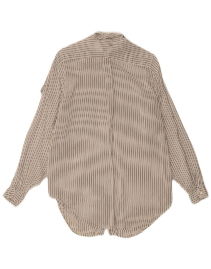 Cămașă înaltă Benetton pentru femei UK 10 Small White Striped Viscose