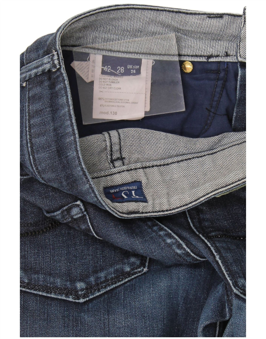 Trussardi blugi subțiri pentru femei W26 L29 bumbac bleumarin