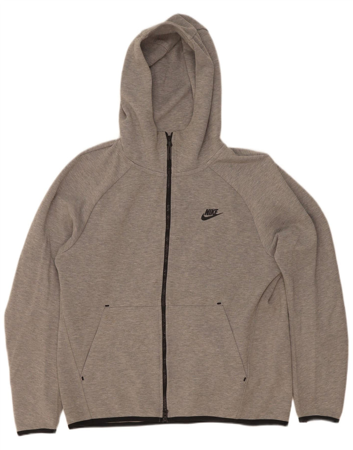 Pulover Nike pentru bărbați, cu fermoar, bumbac cu pete, gri mediu
