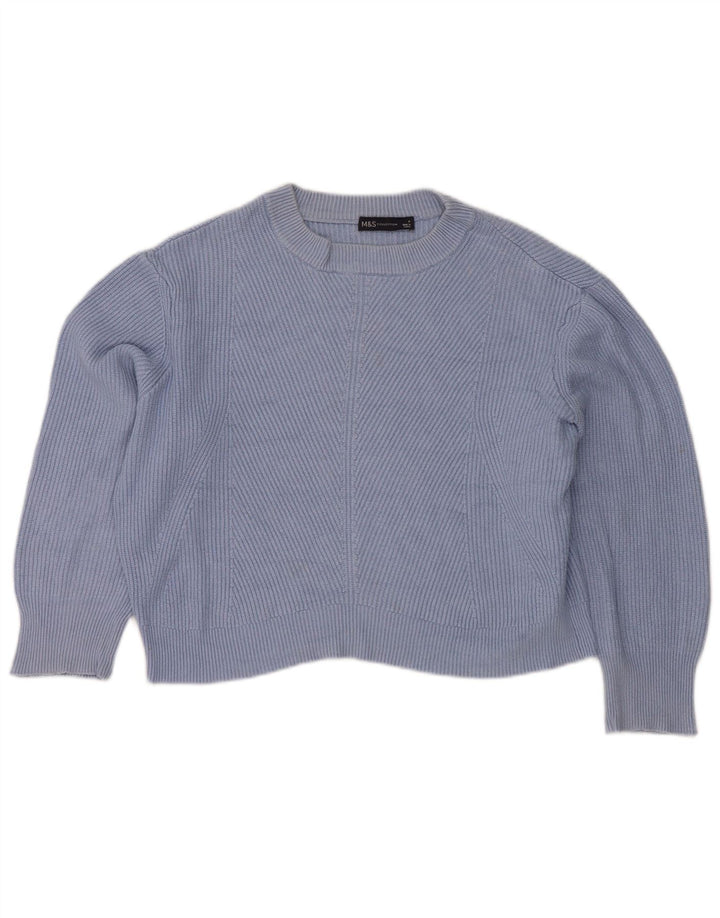 MARKS & SPENCER Pulover Crop Crew Deck pentru femei UK 14 Medium Blue