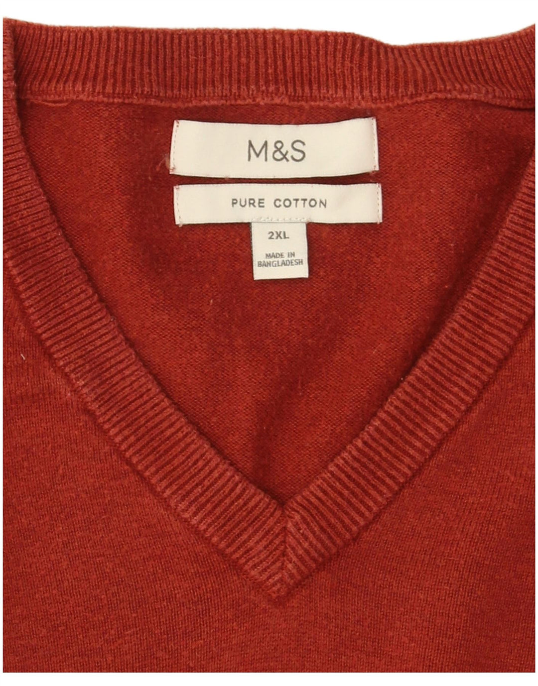 Pulover cu decolteu în V pentru bărbați Marks & Spencer, bumbac maro 2XL