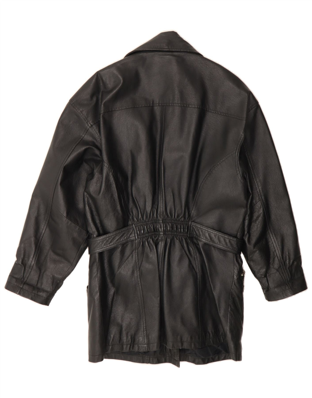 VINTAGE Womens Leather Coat EU 38 Medium Black Leather Vintage Vintage and Second-Hand Vintage from Messina Hembry 