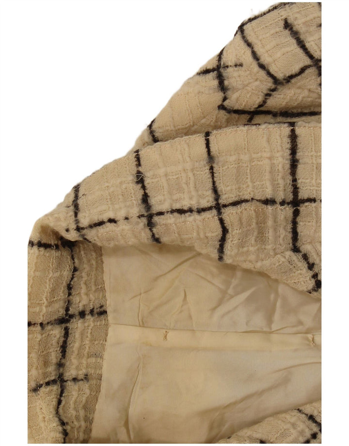 Blazer Vintage pentru femei cu 4 nasturi, UK 10, în carouri mici, bej