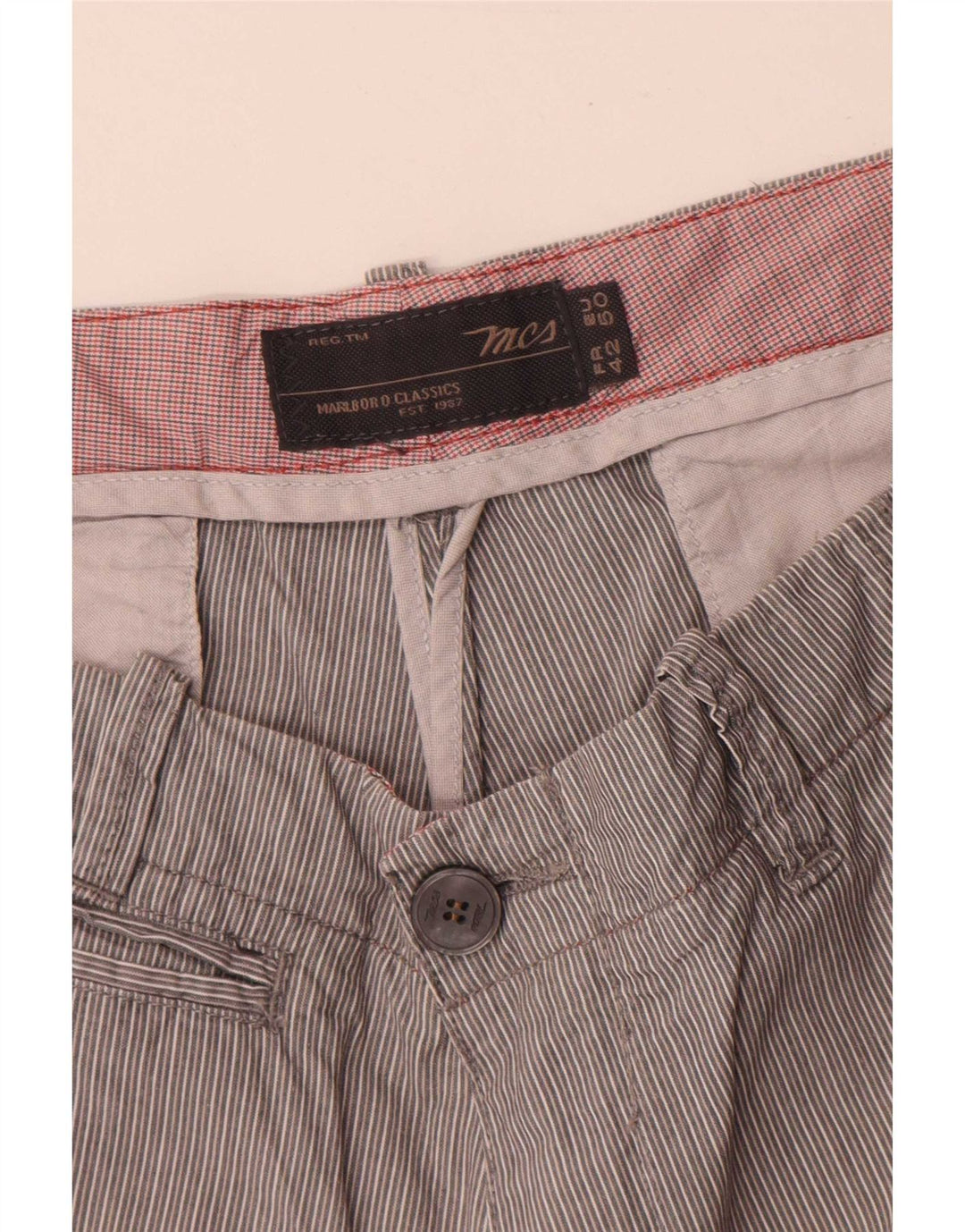 Pantaloni scurți chino Marlboro Classics pentru bărbați EU 50 Large W34 Gri Pinstripe