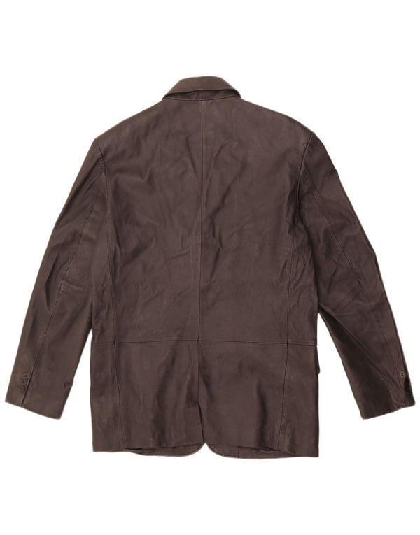 Jachetă vintage pentru bărbați din piele cu 3 nasturi, UK 38, piele medie neagră