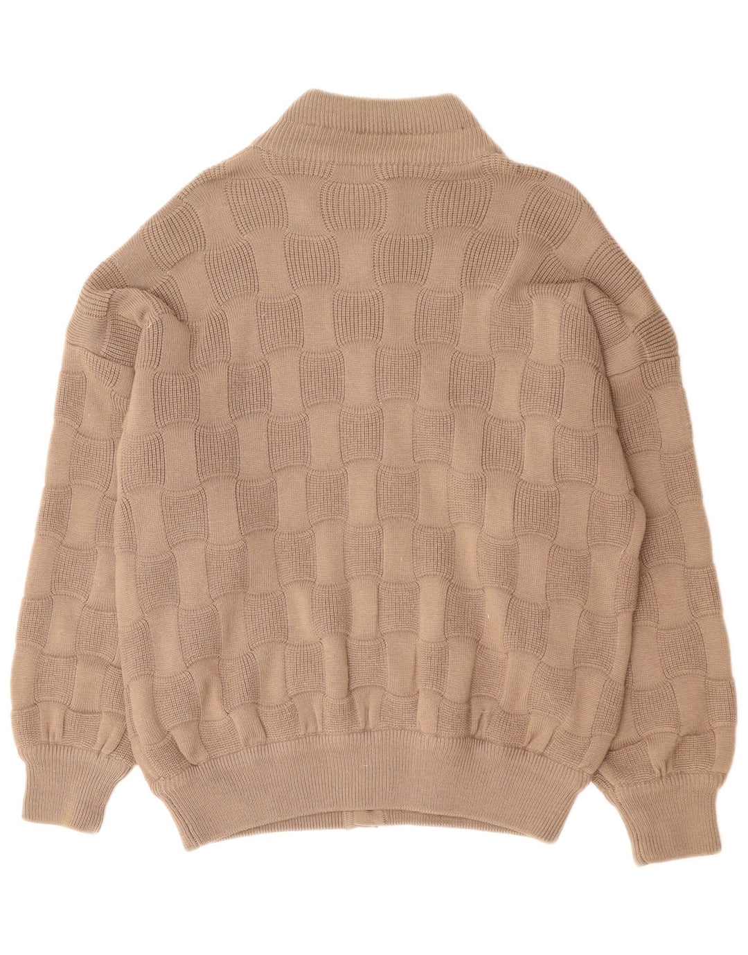 Cardigan Vintage pentru bărbați, mare, bej, geometric, poliacrilic
