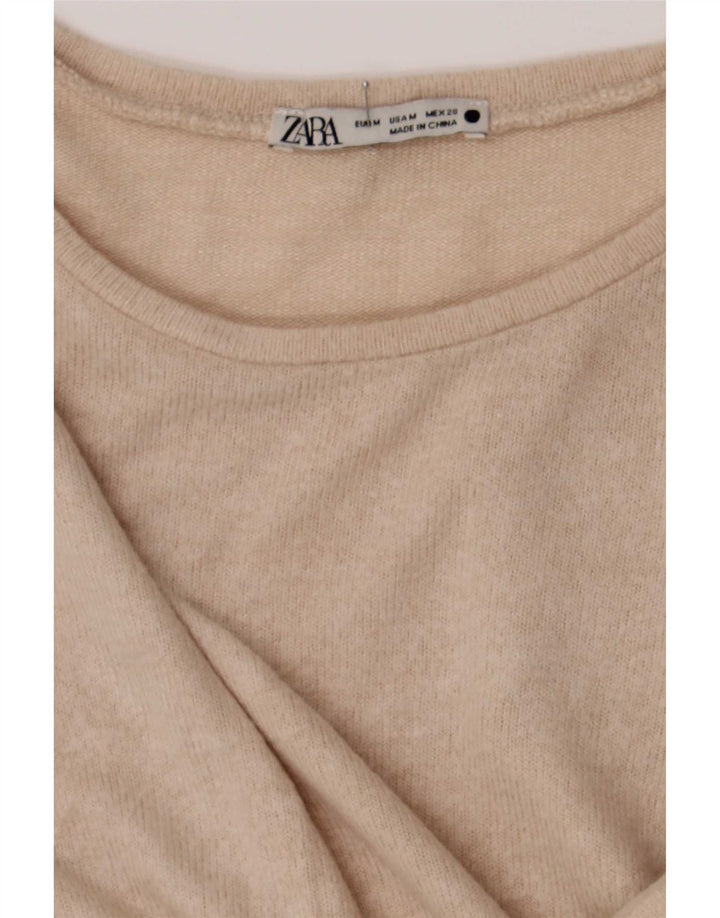 Crop Top pentru femei Zara cu mânecă lungă UK 14 Medium Bej