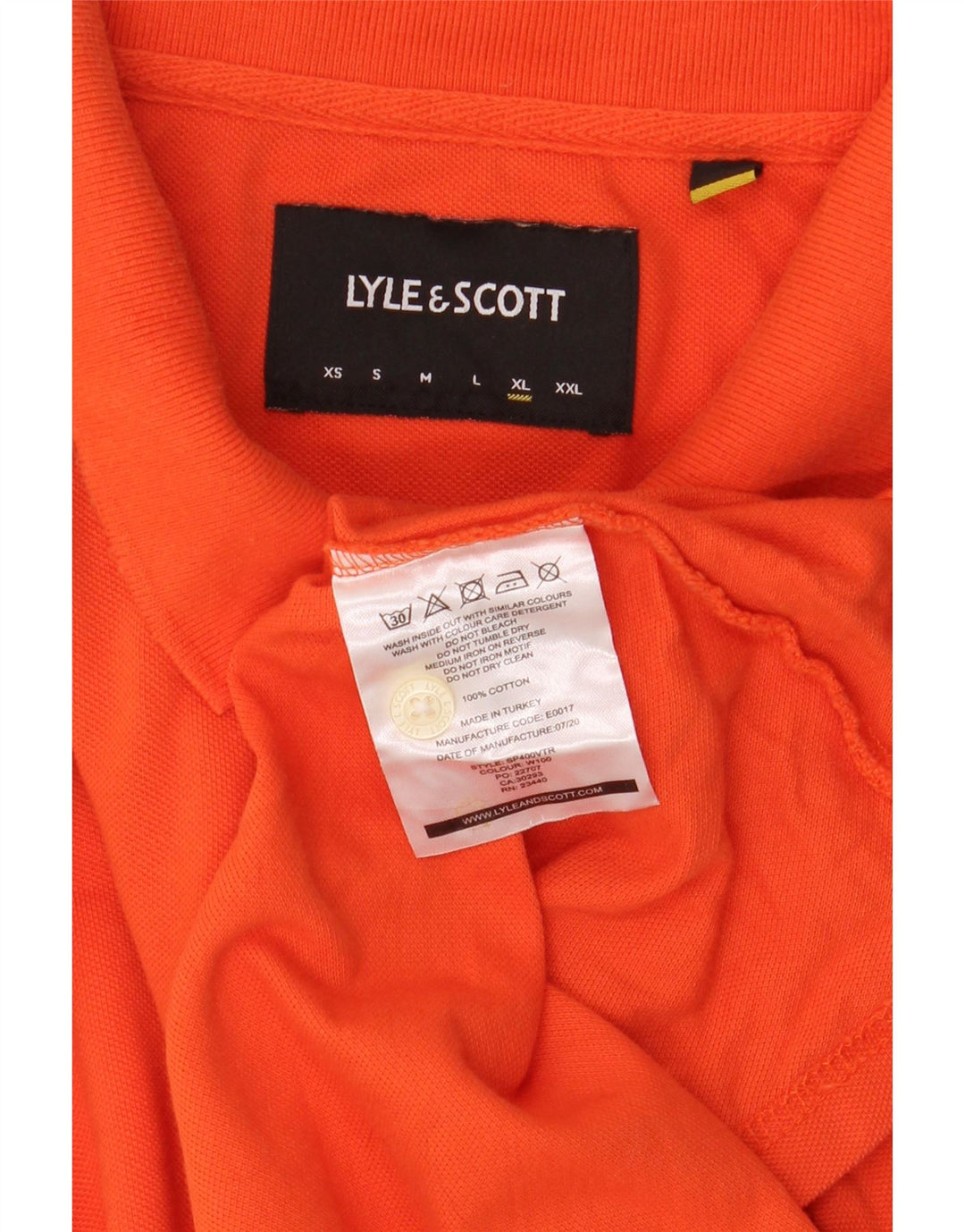 Tricou polo pentru bărbați Lyle & Scott, bumbac portocaliu XL
