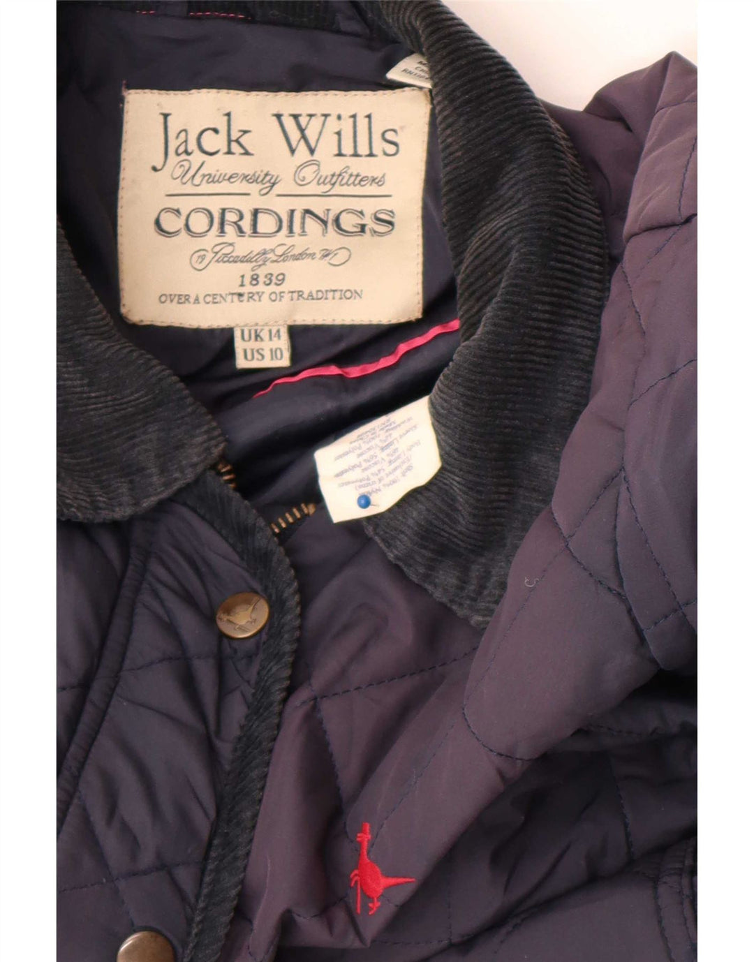 Jachetă matlasată Jack Wills pentru femei UK 14 mare, nailon bleumarin