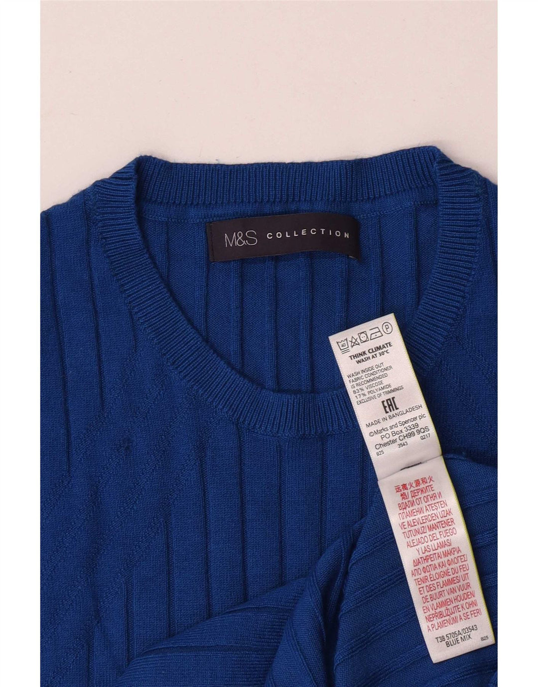 Pulover pentru femei Marks & Spencer cu decolteu triplu UK 12 Medium Blue