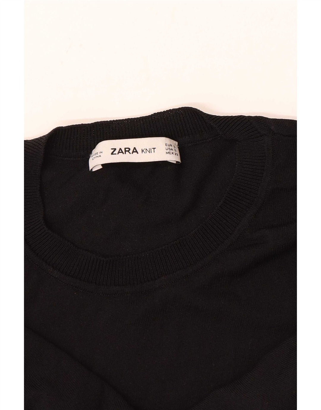 Zara Womens Crew Neck Jumper Sweater UK 10 Small Black