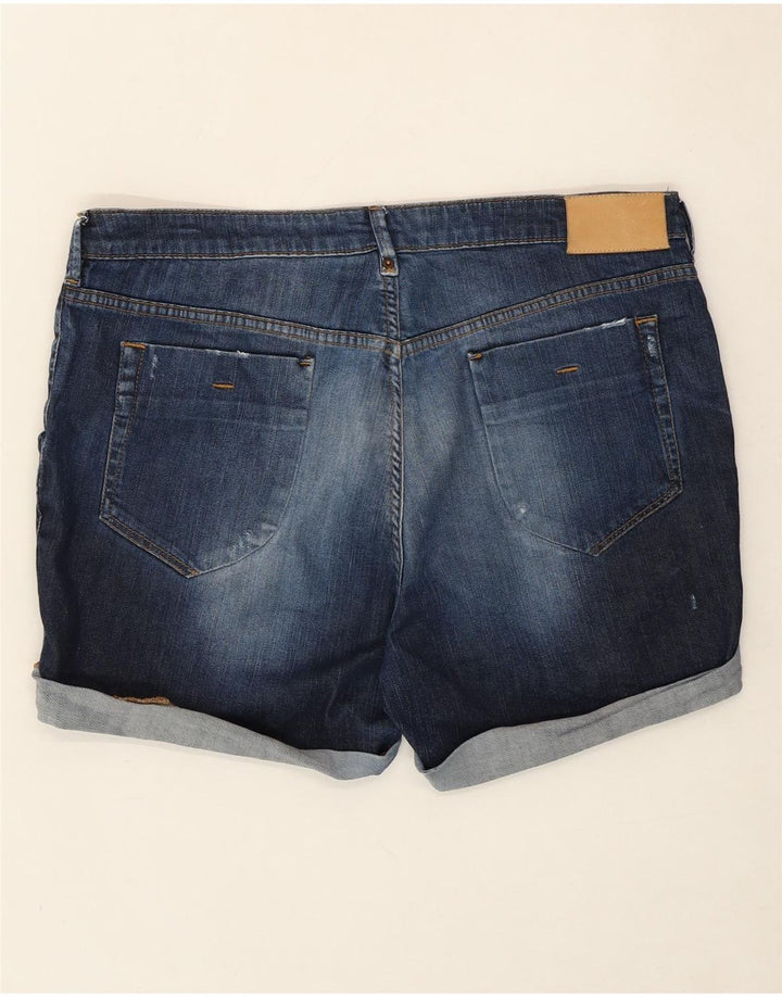 ZARA Womens Distressed Denim Shorts EU 40 Medium W30 Navy Blue Cotton Vintage Zara and Second-Hand Zara from Messina Hembry 