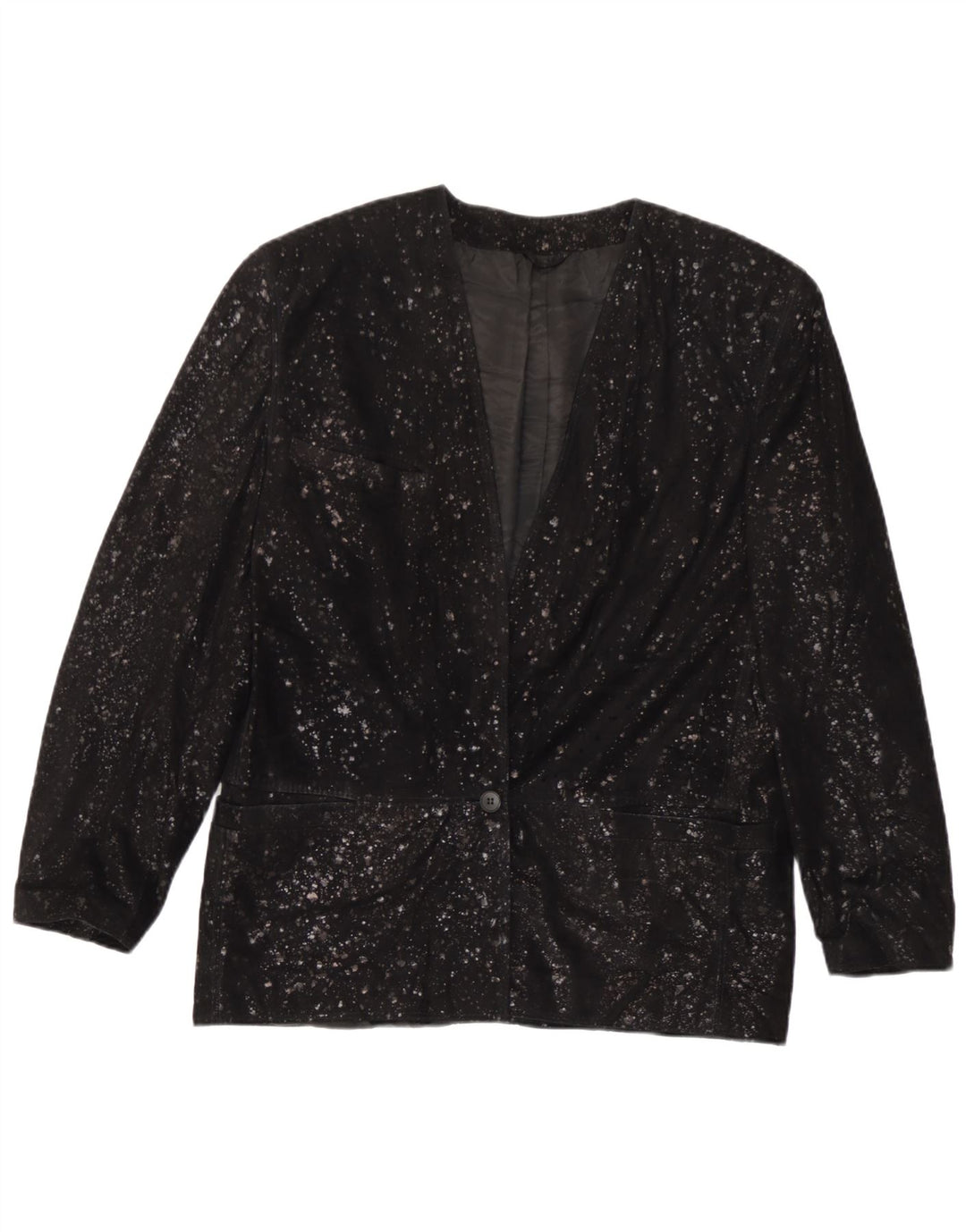 Jachetă pentru femei Carla Buti din piele intoarsa cu 1 nasture IT 42 Medium Black Spotted