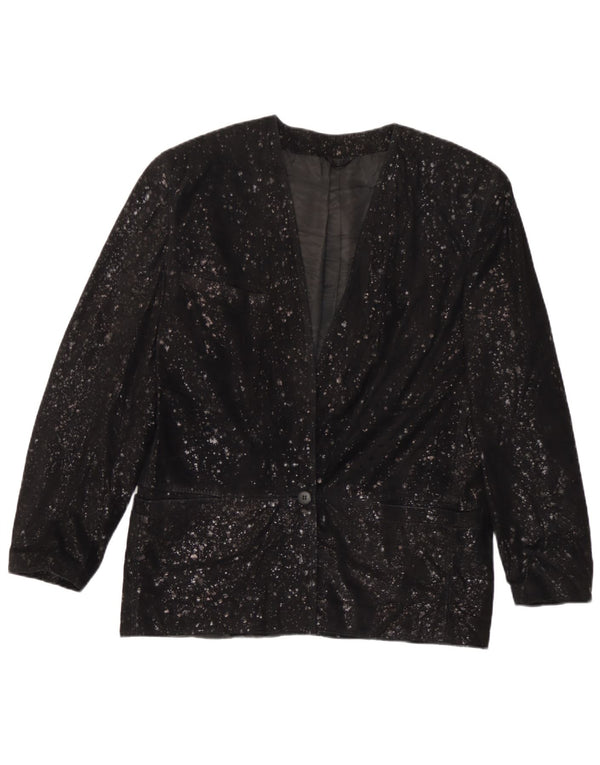 Jachetă pentru femei Carla Buti din piele intoarsa cu 1 nasture IT 42 Medium Black Spotted
