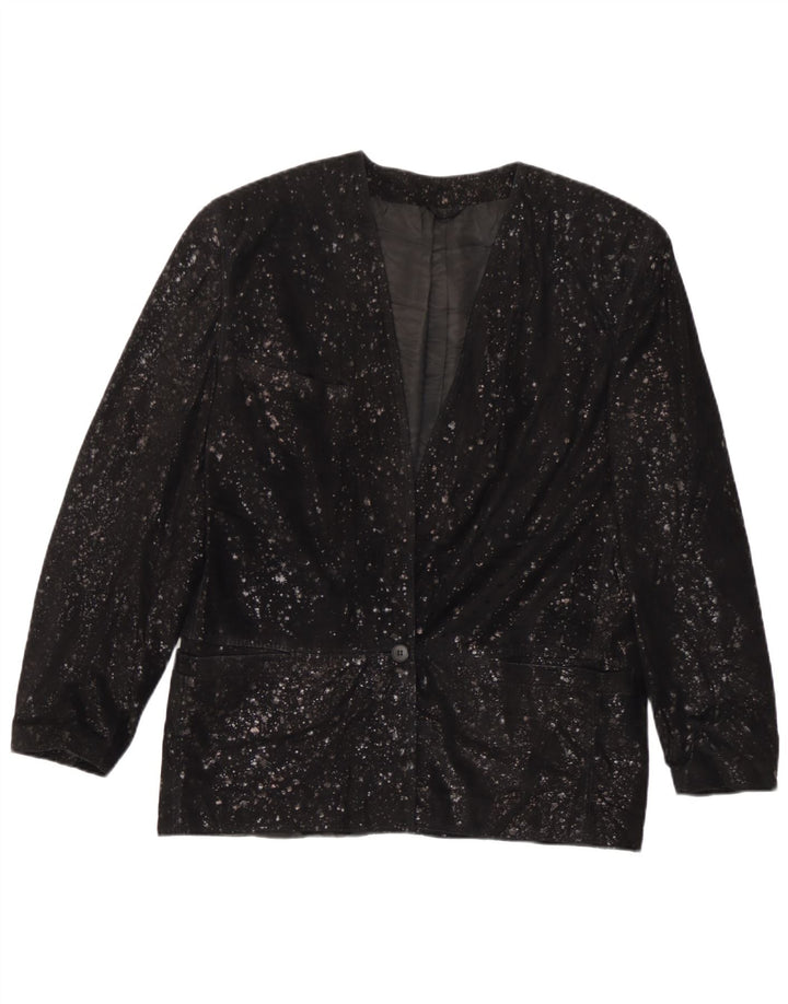Jachetă pentru femei Carla Buti din piele intoarsa cu 1 nasture IT 42 Medium Black Spotted