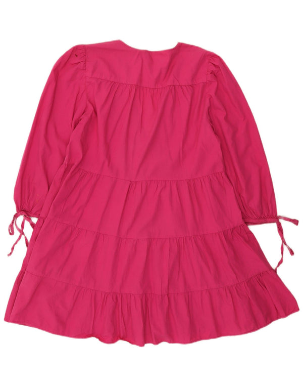 Rochie pentru femei Zara, cu mâneci 3/4 în etaje, UK 12, bumbac roz mediu