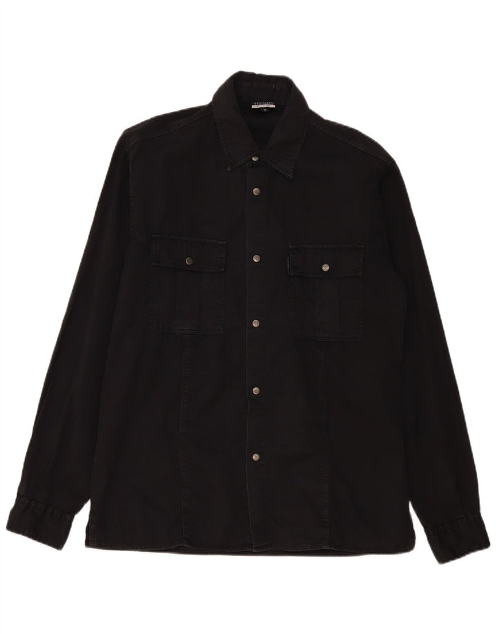 Cămașă Trussardi pentru bărbați din denim, bumbac mediu negru