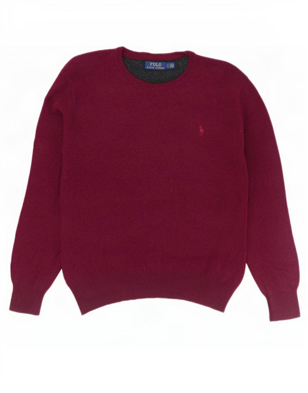 Pulover pentru damă Polo Ralph Lauren cu gât crew pulover Marea Britanie 14 Lână burgundy mare
