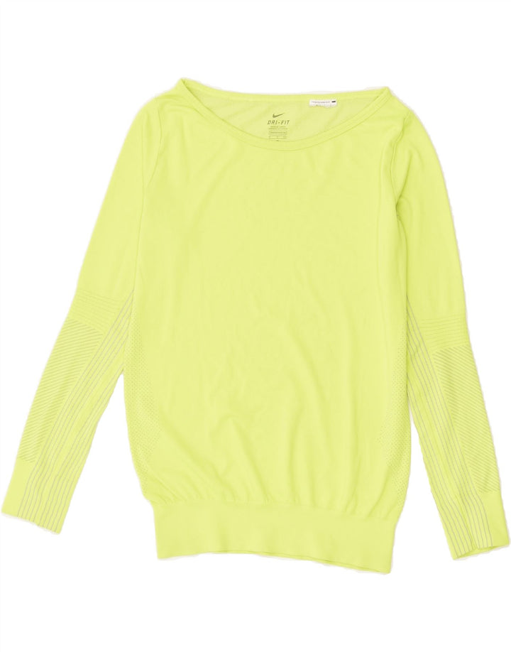 Top cu mânecă lungă pentru femei Dri Fit NIKE UK 10 Poliester verde mic