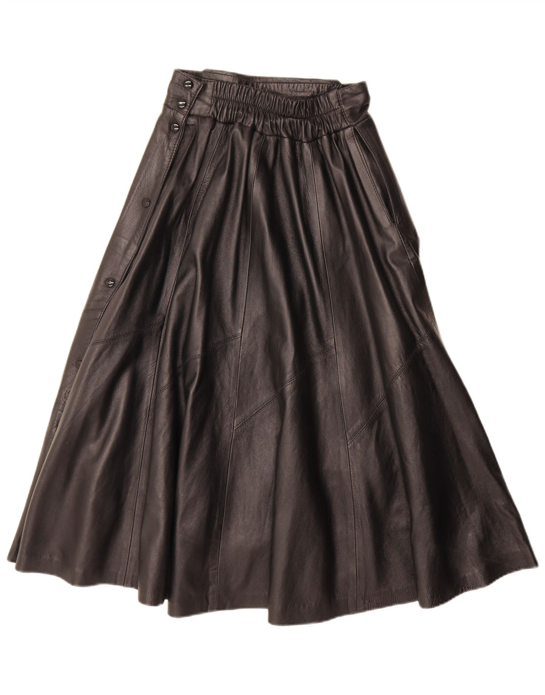 Fusta evazată din piele pentru femei Vintage Medium W28 Negru