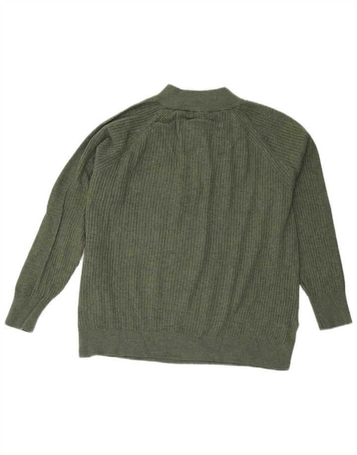 Pulover pentru femei Marks & Spencer, cu fermoar, cu gât, UK 16, mare, verde