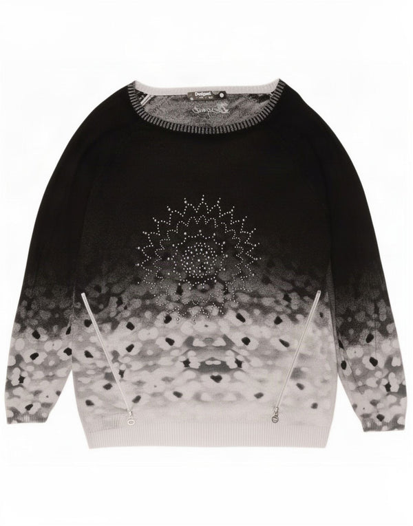 Pulover Desigual pentru femei, cu grafică, cu gât de barcă, UK 16, mare, negru, floral