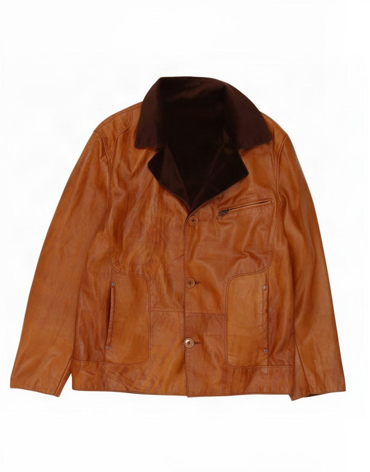 Jachetă reversibilă din piele vintage pentru bărbați IT 52 Large Brown