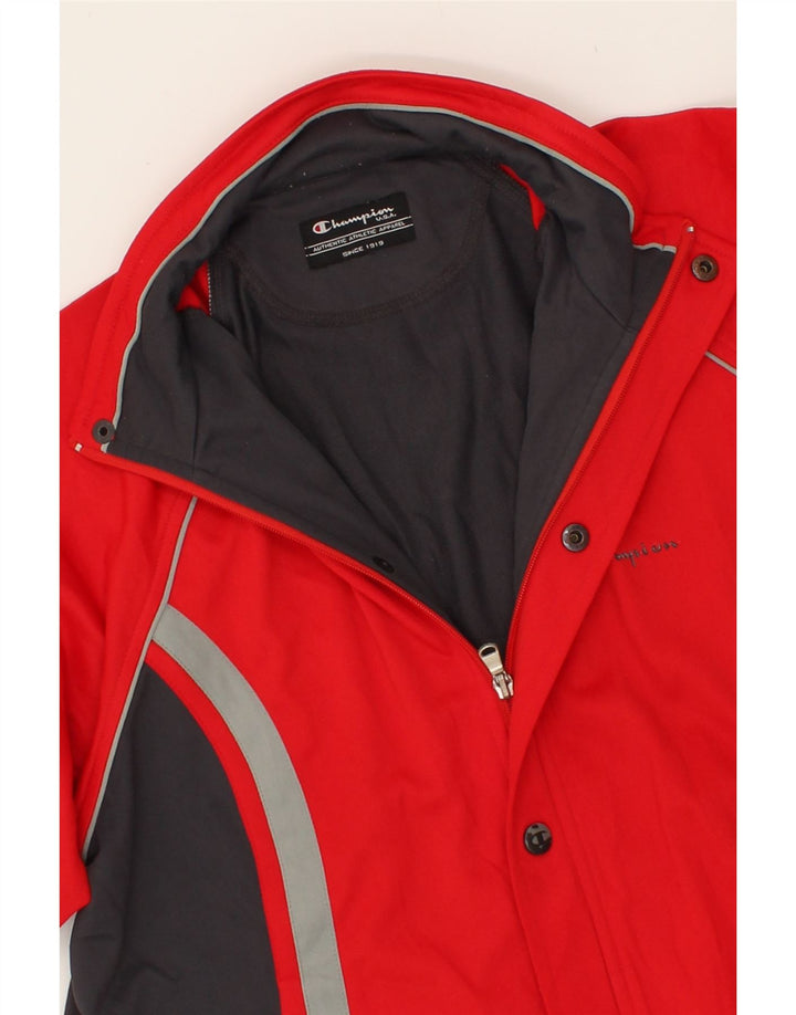 CHAMPION Mens Tracksuit Top Jacket UK 38 Medium Red Colourblock Polyester Vintage Champion and Second-Hand Champion from Messina Hembry 