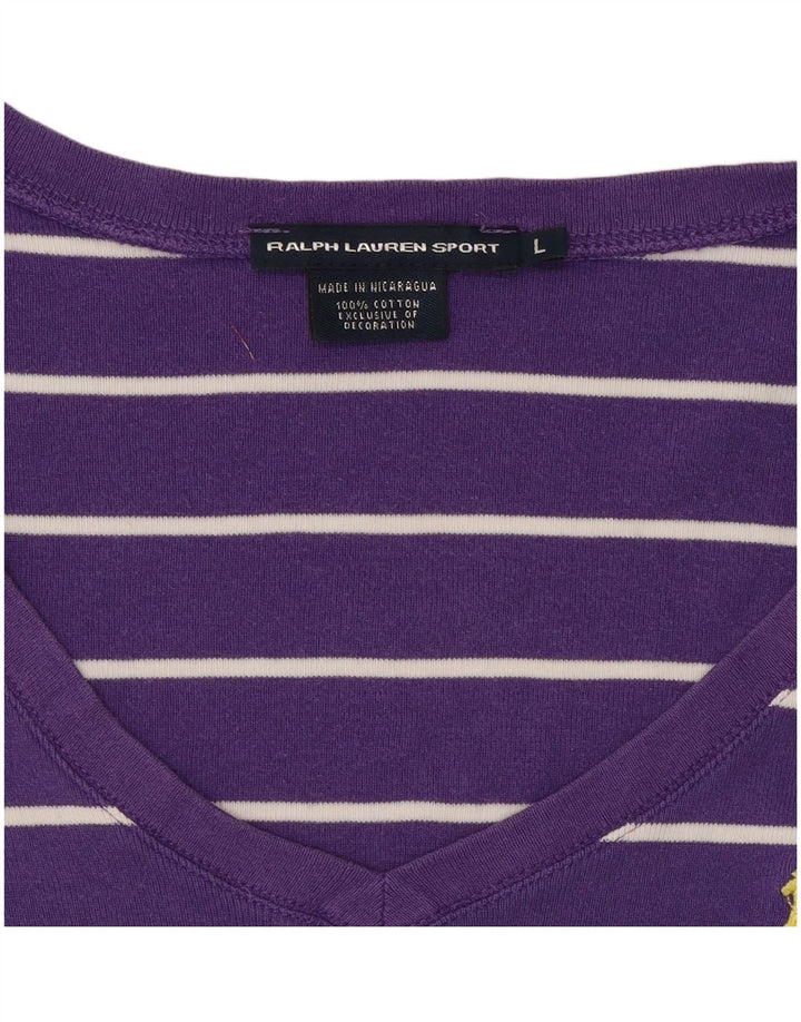 Tricou pentru femei RALPH LAUREN Top UK 14 mare bumbac cu dungi violet