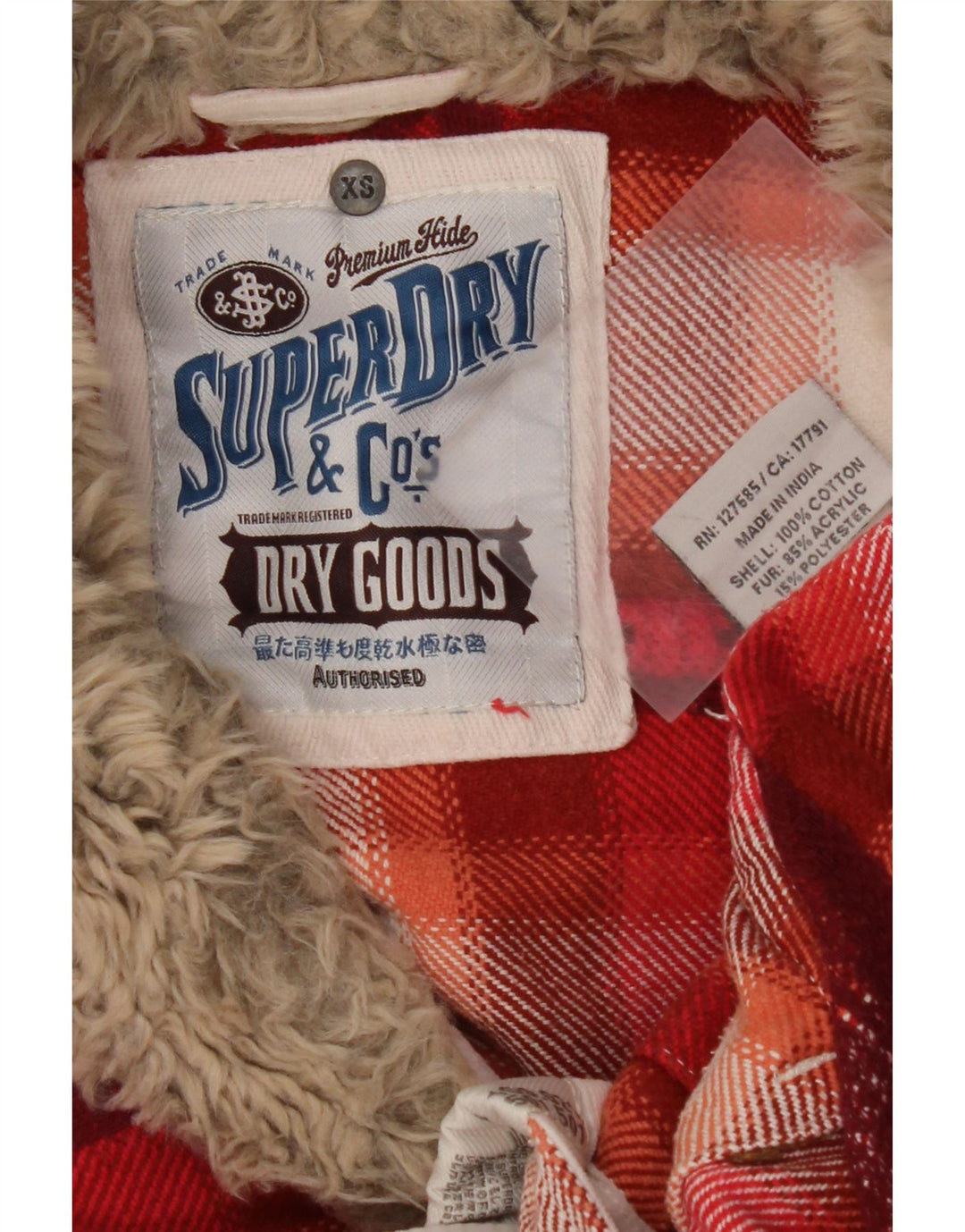Cămașă de flanel pentru femei SUPERDRY UK 6 XS bumbac carouri roșu