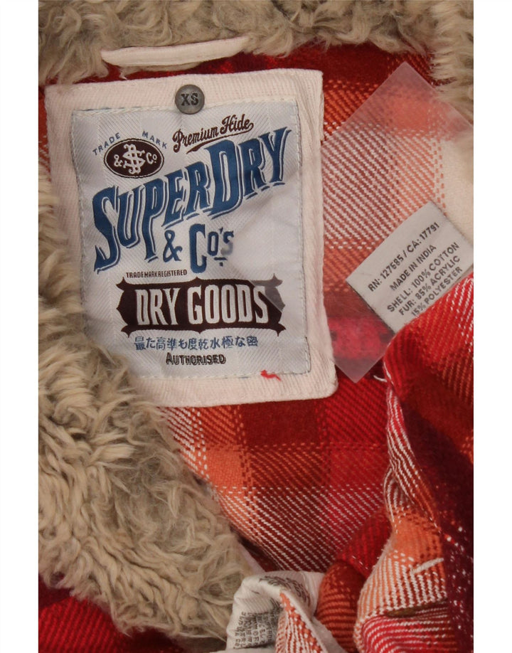 Cămașă de flanel pentru femei SUPERDRY UK 6 XS bumbac carouri roșu