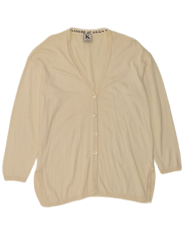 Pulover cardigan supradimensionat pentru femei Krizia UK 18 XL bumbac alb