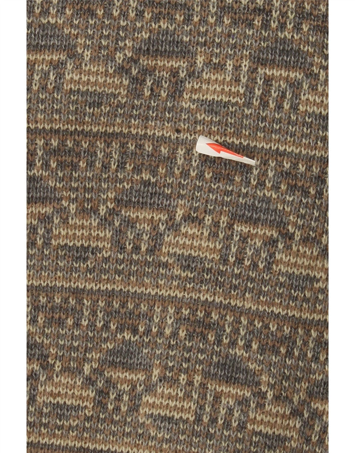 Pulover Cardigan Vintage pentru bărbați Gri mediu Lână Fair Isle