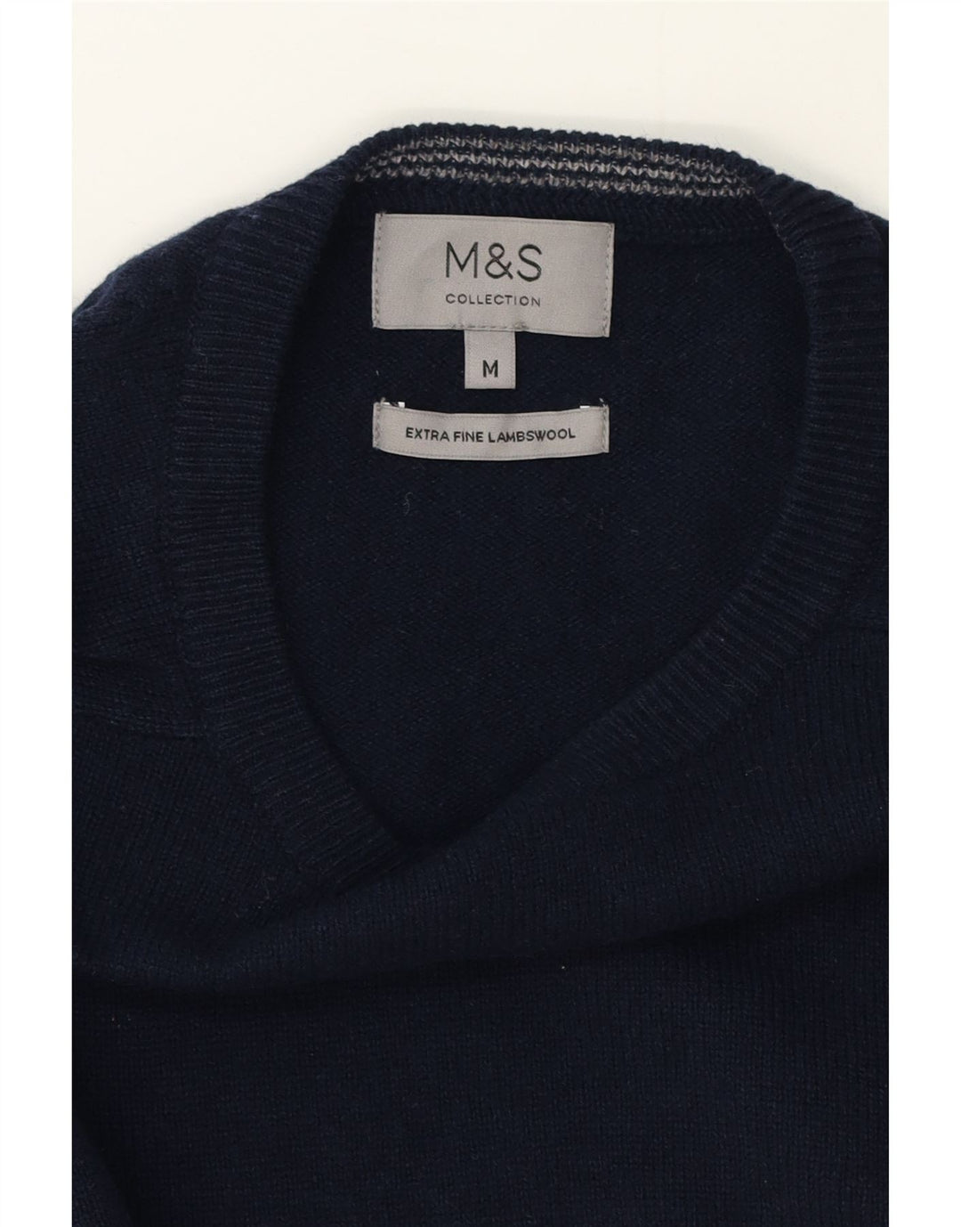 Pulover pentru bărbați Marks & Spencer, cu gât crew, lână de miel, albastru, mediu