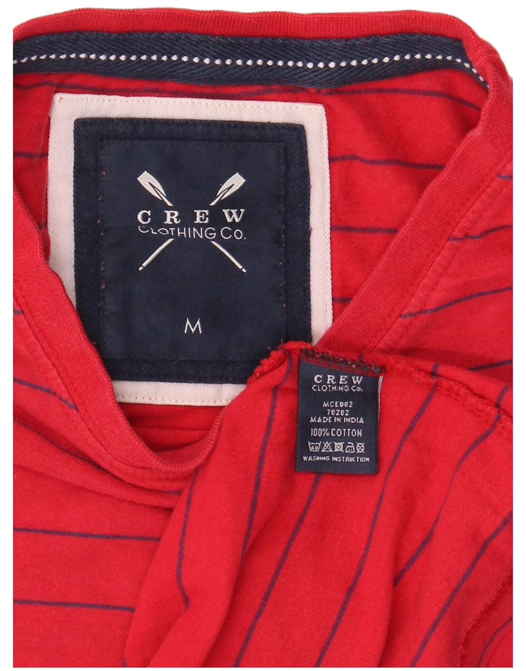 Crew Clothing Tricou pentru bărbați Top Bumbac cu dungi roșii medii