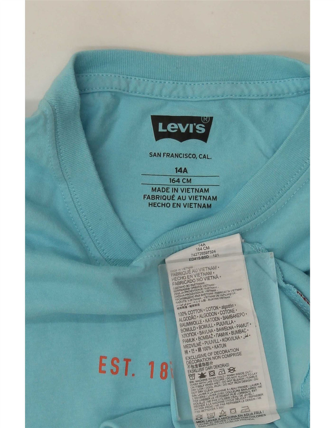 Tricou grafic Levi's pentru baieti Top 13-14 ani Bumbac albastru