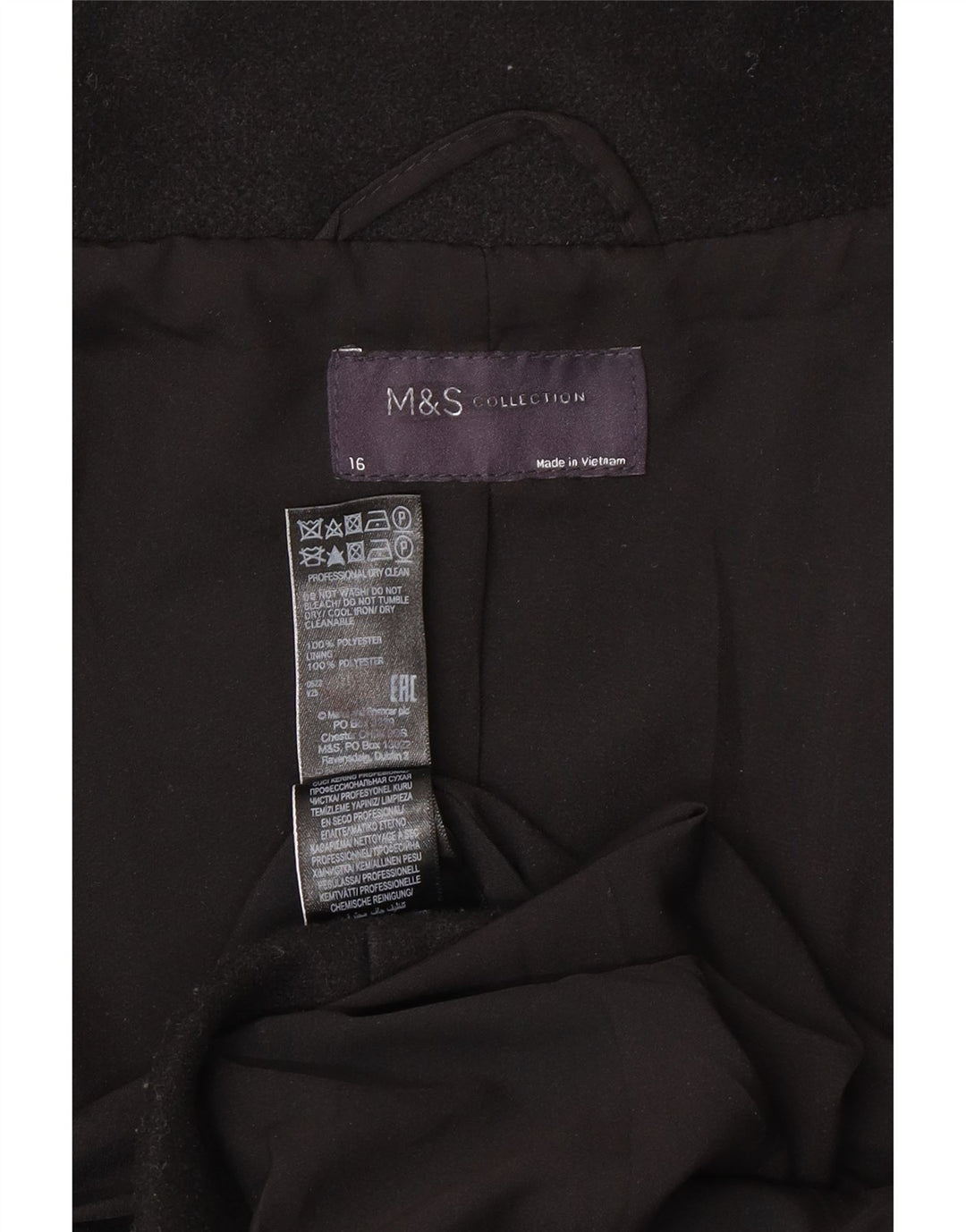 Palton pentru femei Marks & Spencer UK 16, mare, negru, poliester