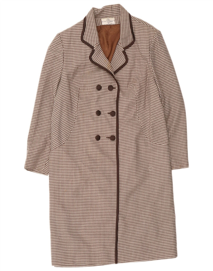 Palton pentru femei Alta Moda cu piept dublu UK 8 mic maro Houndstooth